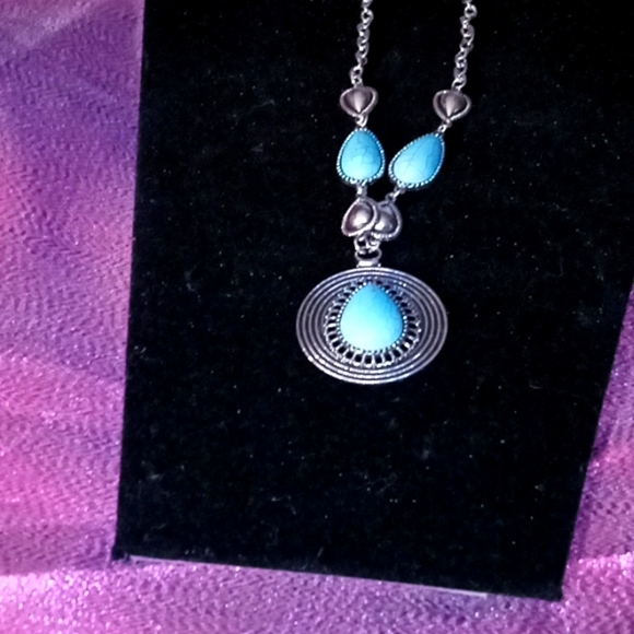 Paparazzi Turquoise Necklace, Earrings and Ring In a Set - Picture 4 of 6